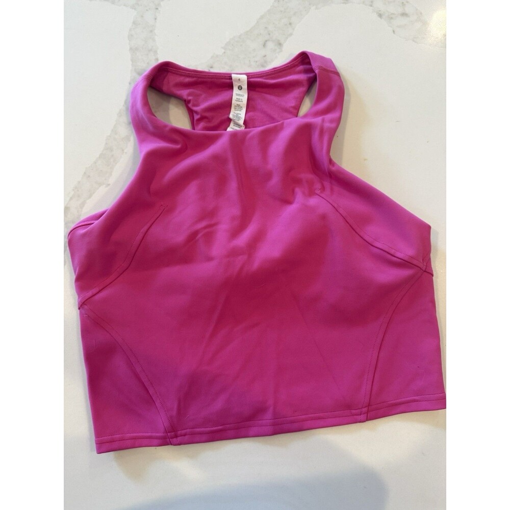 Lululemon Invigorate Tank High Neck Racerback Size 6 Train Hot Pink VG Cond